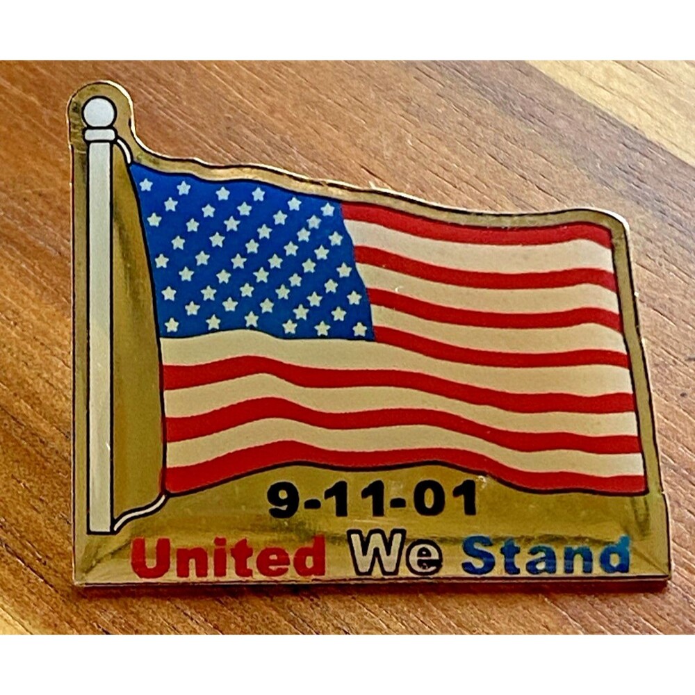 9/11 United We Stand American Flag Lapel Vest Hat Pin USA September 11th Pin VTG